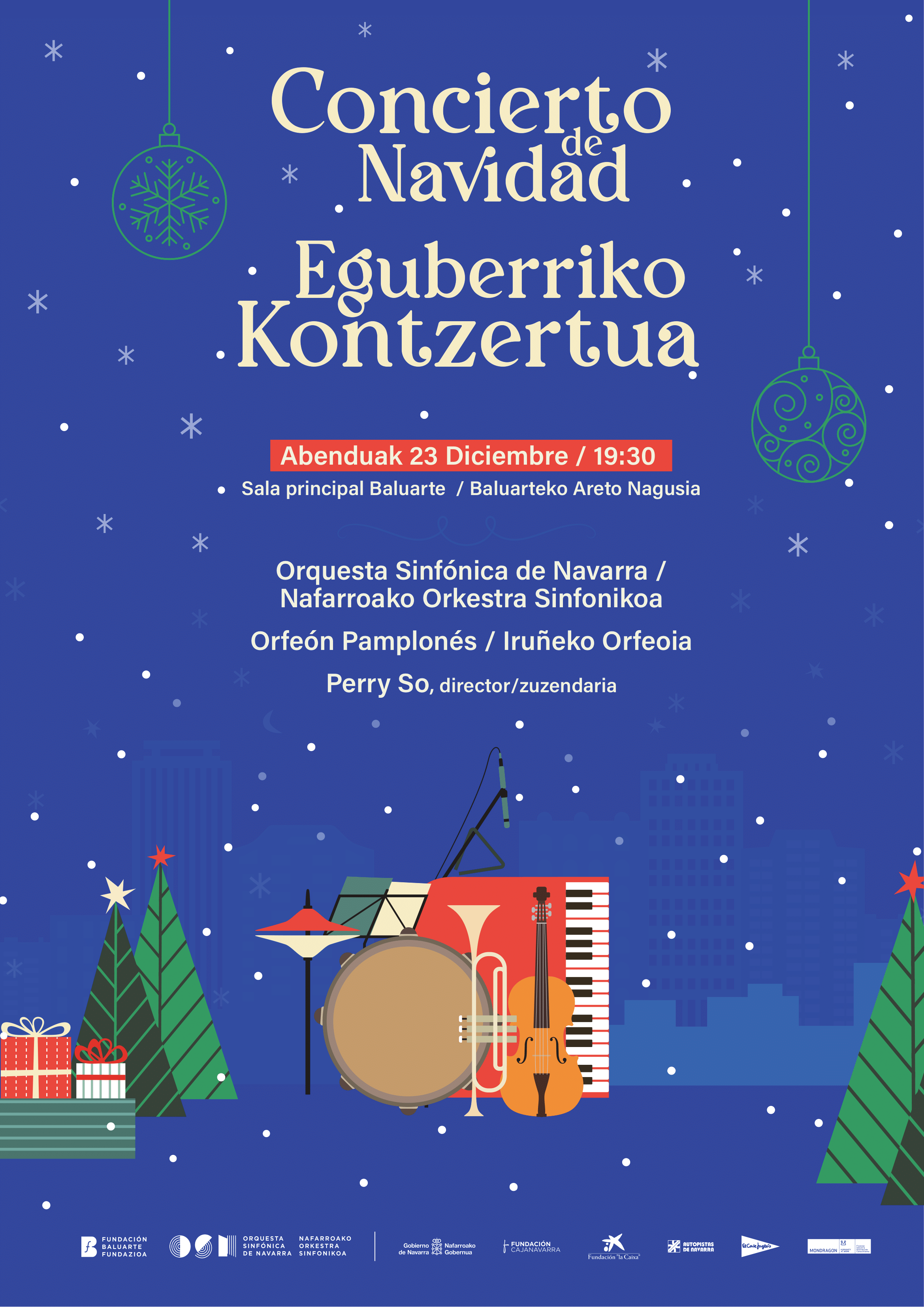 El tradicional concierto navideño de la OSN tendrá lugar el próximo 23 de diciembre en Baluarte