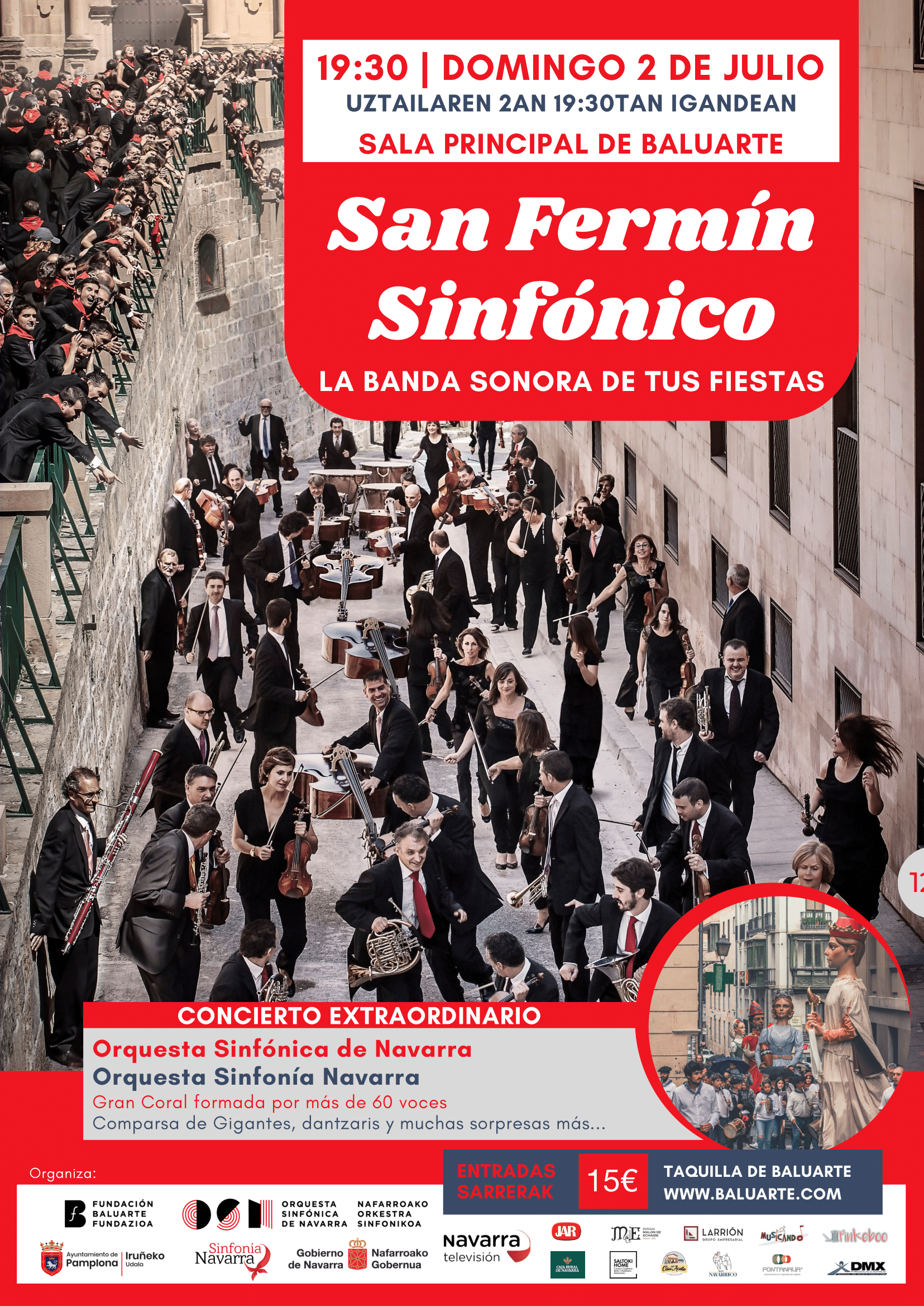 El espectáculo 'San Fermín Sinfónico' llegará a Baluarte el 2 de julio como antesala a las fiestas